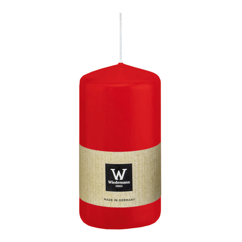 Stumpenkerze aus Paraffin, Rot, Wiedemann, 100/48 mm, Brenndauer ca. 23h - luterna.de