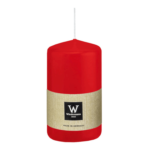 Stumpenkerze aus Paraffin, Rot, Wiedemann, 100/58 mm, Brenndauer ca. 33h - luterna.de