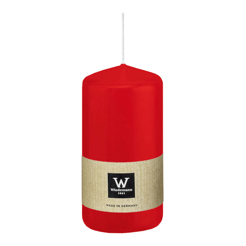Stumpenkerze aus Paraffin, Rot, Wiedemann, 130/68 mm, Brenndauer ca. 52h