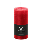 Stumpenkerze aus Paraffin, Rubin, Marble Rustik, Wiedemann, 120/58 mm, Brenndauer ca. 42h, durchgefärbt