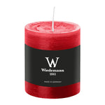 Stumpenkerze aus Paraffin, Rubin, Marble Rustik, Wiedemann, 80/68 mm, Brenndauer ca. 34h, durchgefärbt