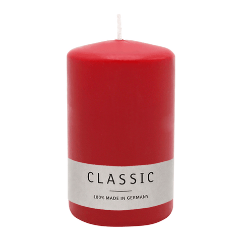 Stumpenkerze aus Paraffin, Rubin, WENZEL, 100/70 mm, Brenndauer ca. 34h, selbstverlöschend