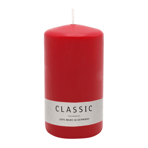 Stumpenkerze aus Paraffin, Rubin, WENZEL, 130/70 mm, Brenndauer ca. 47h, selbstverlöschend
