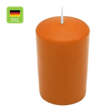 Stumpenkerze aus Paraffin, Safran, WENZEL, 100/70 mm, Brenndauer ca. 34h, selbstverlöschend