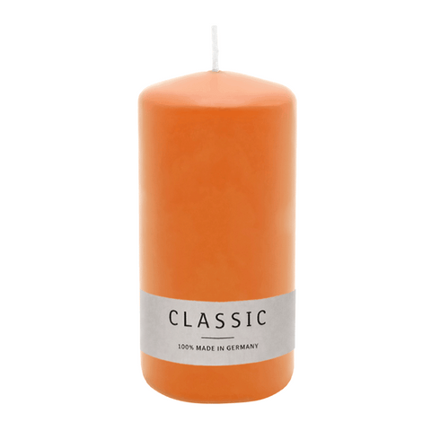 Stumpenkerze aus Paraffin, Safran, WENZEL, 150/70 mm, Brenndauer ca. 56h, selbstverlöschend