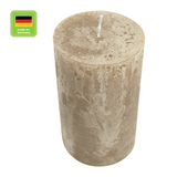 Stumpenkerze aus Paraffin, Sahara, Rustic, WENZEL, 140/80 mm, Brenndauer ca. 76h, selbstverlöschend - luterna.de