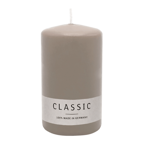 Stumpenkerze aus Paraffin, Sand, WENZEL, 120/80 mm, Brenndauer ca. 56h, selbstverlöschend