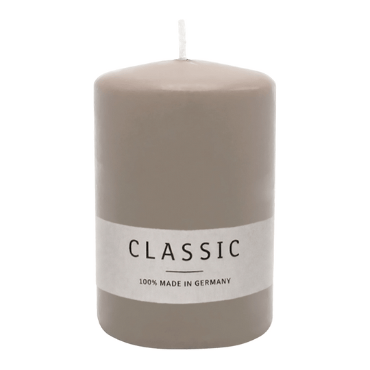 Stumpenkerze aus Paraffin, Sand, WENZEL, 80/60 mm, Brenndauer ca. 22h, selbstverlöschend