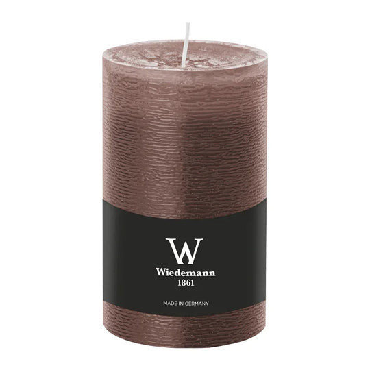 Stumpenkerze aus Paraffin, Schlamm, Marble Rustik, Wiedemann, 130/78 mm, Brenndauer ca. 63h, durchgefärbt