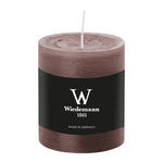 Stumpenkerze aus Paraffin, Schlamm, Marble Rustik, Wiedemann, 80/68 mm, Brenndauer ca. 34h, durchgefärbt