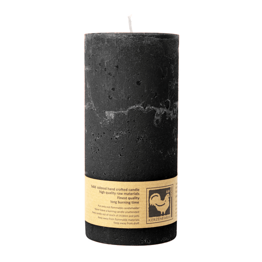 Stumpenkerze aus Paraffin, Schwarz, Country, 65/135 mm, KERZENFARM HAHN, Brenndauer ca. 54h