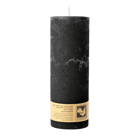 Stumpenkerze aus Paraffin, Schwarz, Country, 70/190 mm, KERZENFARM HAHN, Brenndauer ca. 72h