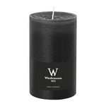 Stumpenkerze aus Paraffin, Schwarz, Marble Rustik, Wiedemann, 130/78 mm, Brenndauer ca. 63h, durchgefärbt