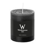 Stumpenkerze aus Paraffin, Schwarz, Marble Rustik, Wiedemann, 80/68 mm, Brenndauer ca. 34h, durchgefärbt