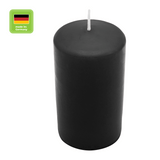 Stumpenkerze aus Paraffin, Schwarz, WENZEL, 100/60 mm, Brenndauer ca. 29h, selbstverlöschend