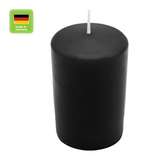 Stumpenkerze aus Paraffin, Schwarz, WENZEL, 100/70 mm, Brenndauer ca. 34h, selbstverlöschend