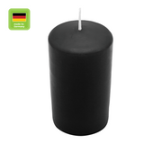 Stumpenkerze aus Paraffin, Schwarz, WENZEL, 120/80 mm, Brenndauer ca. 56h, selbstverlöschend