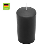 Stumpenkerze aus Paraffin, Schwarz, WENZEL, 130/70 mm, Brenndauer ca. 47h, selbstverlöschend