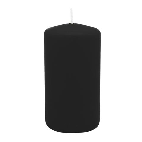 Stumpenkerze aus Paraffin, Schwarz, WENZEL, 150/80 mm, Brenndauer ca. 73h, selbstverlöschend