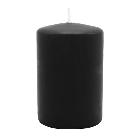 Stumpenkerze aus Paraffin, Schwarz, WENZEL, 80/60 mm, Brenndauer ca. 22h, selbstverlöschend