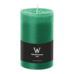 Stumpenkerze aus Paraffin, Seegrün, Marble Rustik, Wiedemann, 130/78 mm, Brenndauer ca. 63h, durchgefärbt