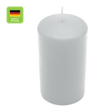 Stumpenkerze aus Paraffin, Silbergrau, WENZEL, 100/60 mm, Brenndauer ca. 36h, selbstverlöschend - luterna.de