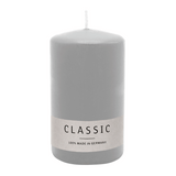 Stumpenkerze aus Paraffin, Silbergrau, WENZEL, 120/80 mm, Brenndauer ca. 56h, selbstverlöschend