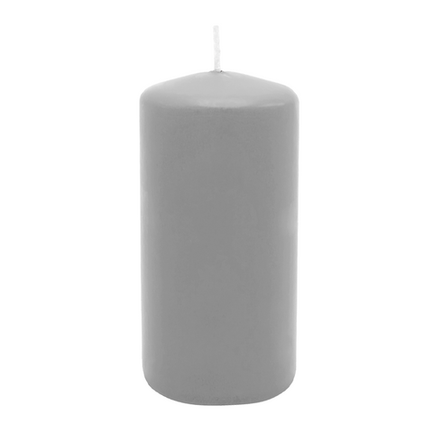 Stumpenkerze aus Paraffin, Silbergrau, WENZEL, 150/70 mm, Brenndauer ca. 56h, selbstverlöschend