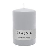 Stumpenkerze aus Paraffin, Silbergrau, WENZEL, 80/60 mm, Brenndauer ca. 22h, selbstverlöschend