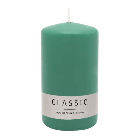 Stumpenkerze aus Paraffin, Smaragd, WENZEL, 100/60 mm, Brenndauer ca. 29h, selbstverlöschend
