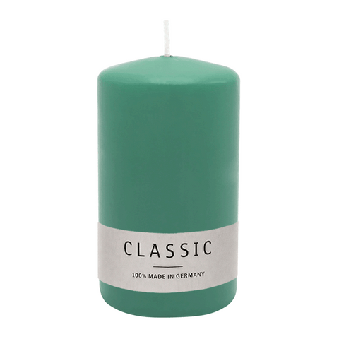Stumpenkerze aus Paraffin, Smaragd, WENZEL, 120/80 mm, Brenndauer ca. 56h, selbstverlöschend