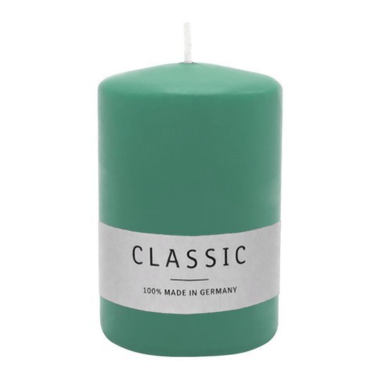 Stumpenkerze aus Paraffin, Smaragd, WENZEL, 80/60 mm, Brenndauer ca. 22h, selbstverlöschend
