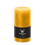 Stumpenkerze aus Paraffin, Dotter, Marble Rustik, Wiedemann, 130/68 mm, Brenndauer ca. 54h, durchgefärbt