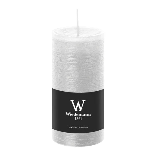 Stumpenkerze aus Paraffin, Weiß, Marble Rustik, Wiedemann, 120/58 mm, Brenndauer ca. 42h, durchgefärbt