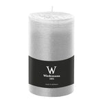 Stumpenkerze aus Paraffin, Weiß, Marble Rustik, Wiedemann, 130/78 mm, Brenndauer ca. 63h, durchgefärbt