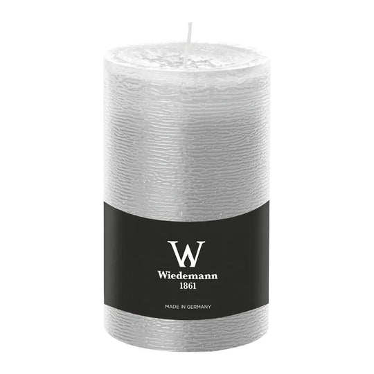 Stumpenkerze aus Paraffin, Weiß, Marble Rustik, Wiedemann, 130/78 mm, Brenndauer ca. 63h, durchgefärbt