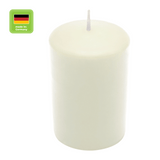 Stumpenkerze aus Paraffin, Wollweiß, WENZEL, 80/60 mm, Brenndauer ca. 27h, selbstverlöschend - luterna.de