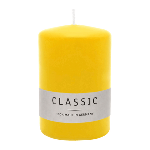 Stumpenkerze aus Paraffin, Zitrone, WENZEL, 80/60 mm, Brenndauer ca. 22h, selbstverlöschend