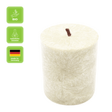 Stumpenkerze aus Stearin, Elfenbein, 50/65 mm, 100% pflanzlicher Wachs, KERZENFARM HAHN, Brenndauer ca. 15h - luterna.de