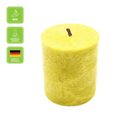 Stumpenkerze aus Stearin, Gelb, 50/65 mm, 100% pflanzlicher Wachs, KERZENFARM HAHN, Brenndauer ca. 15h - luterna.de