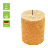 Stumpenkerze aus Stearin, Mandarin, 64/75 mm, 100% pflanzliches Wachs, KERZENFARM HAHN, Brenndauer ca. 19,5h