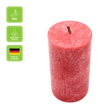 Stumpenkerze aus Stearin, Rot, 50/90 mm, 100% pflanzlicher Wachs, KERZENFARM HAHN, Brenndauer ca. 28h - luterna.de