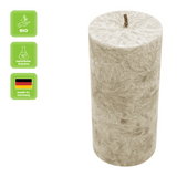 Stumpenkerze aus Stearin, Taupe, 64/135 mm, 100% pflanzlicher Wachs, KERZENFARM HAHN, Brenndauer ca. 41h - luterna.de