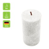 Stumpenkerze aus Stearin, Weiß, 50/90 mm, 100% pflanzlicher Wachs, KERZENFARM HAHN, Brenndauer ca. 28h - luterna.de