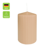 Stumpenkerze mit Rillen aus Paraffin, Erdnuss, WENZEL, 130/70 mm, Brenndauer ca. 57h, selbstverlöschend, 4 Stück