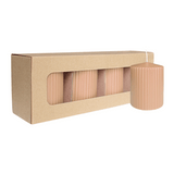 Stumpenkerze mit Rillen aus Paraffin, Erdnuss, WENZEL, 90/70 mm, Brenndauer ca. 39h, selbstverlöschend, 4 Stück