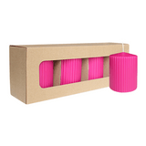 Stumpenkerze mit Rillen aus Paraffin, Fuchsia, WENZEL, 90/70 mm, Brenndauer ca. 39h, selbstverlöschend, 4 Stück