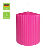 Stumpenkerze mit Rillen aus Paraffin, Fuchsia, WENZEL, 90/70 mm, Brenndauer ca. 39h, selbstverlöschend, 4 Stück
