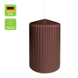 Stumpenkerze mit Rillen aus Paraffin, Marone, WENZEL, 130/70 mm, Brenndauer ca. 57h, selbstverlöschend, 4 Stück