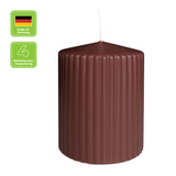 Stumpenkerze mit Rillen aus Paraffin, Marone, WENZEL, 90/70 mm, Brenndauer ca. 39h, selbstverlöschend, 4 Stück
